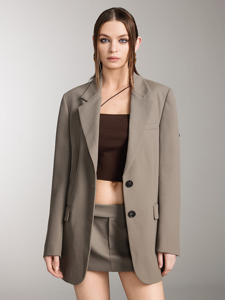 Loose Fit Single Breasted Suit Jacket