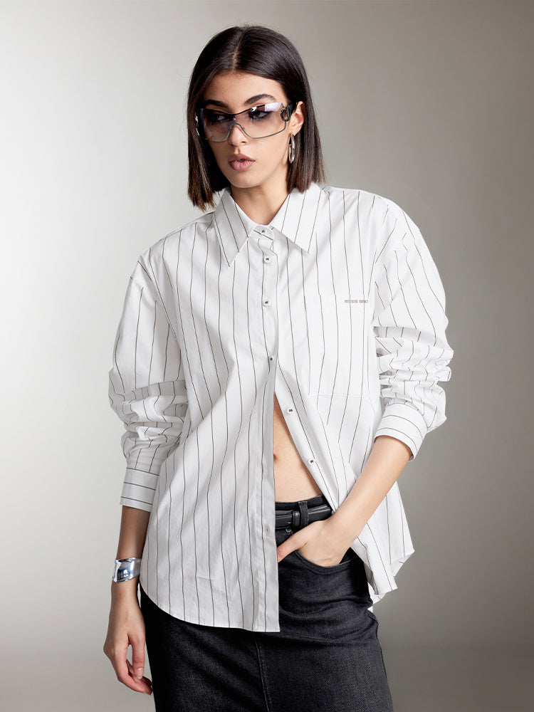 Casual Long Sleeves Striped Shirt