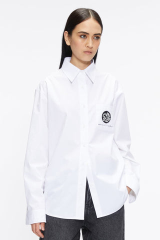 Miss Sixty X Keith Haring Capsule Collection Relaxed Long Shirt With Embroidered Medallion