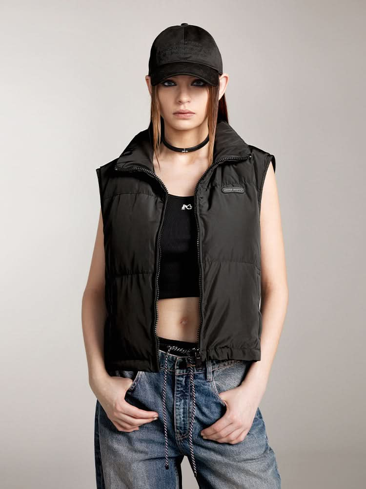 Stand Collar Short Style Down Vest