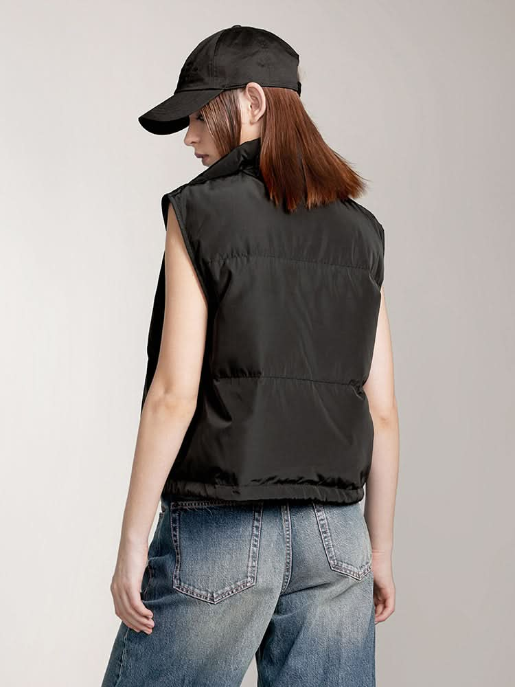 Stand Collar Short Style Down Vest