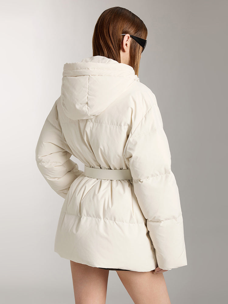 Hooded Double Zipper Down Jacket