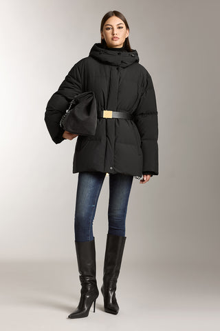 Hooded Double Zipper Down Jacket