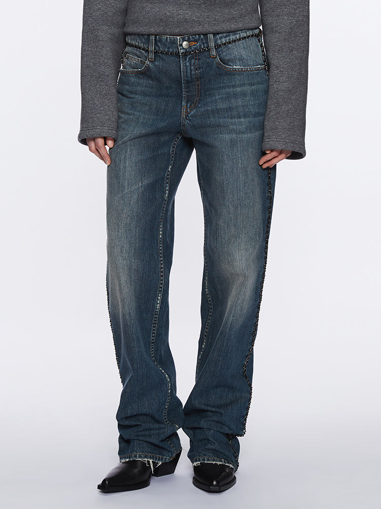 Straight-Leg Jeans With Chain