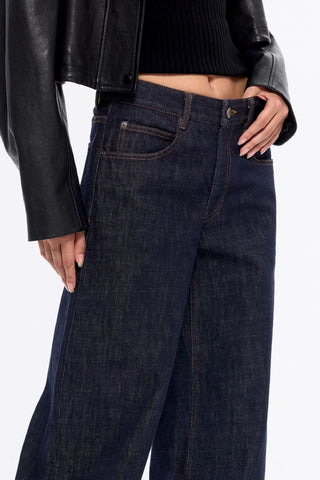 Cuffed Wide-Leg Jeans