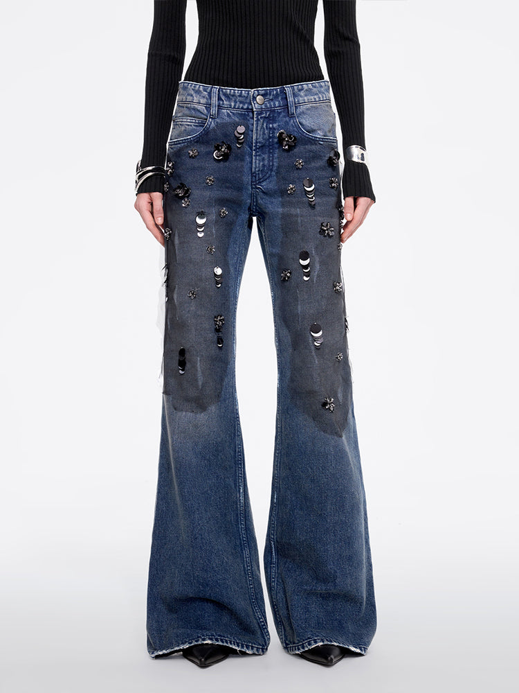 Beaded Flared Jeans