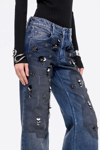 Beaded Flared Jeans