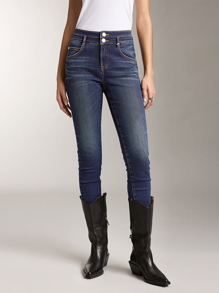 Double-Button Stretch Slim-Fit Jeans