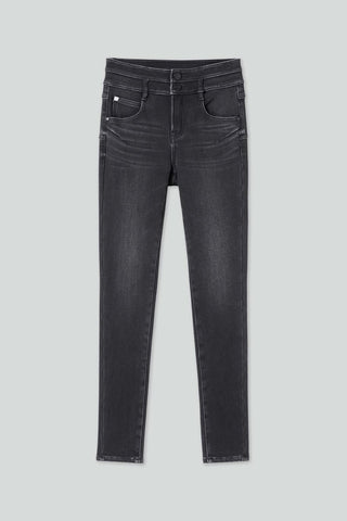 Double Button Jeans In Black And Grey Colour