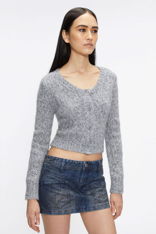 Crew Neck Cropped Cardigan