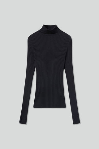 High Collar Slim Fit Knit Top