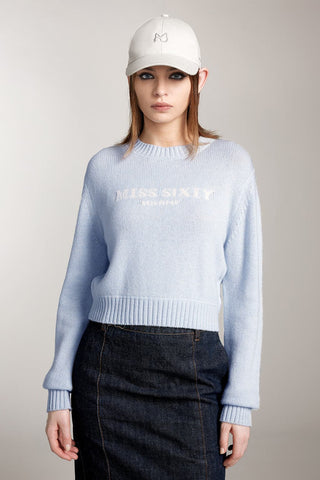 Round Neck Knit Top With Logo