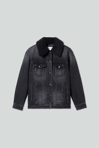 Detachable Faux Fur Collar Denim Jacket