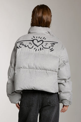 Miss Sixty X Keith Haring Capsule Collection Vintage Gray Printed Down Jacket