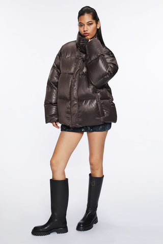 Faux Leather Puffer Jacket