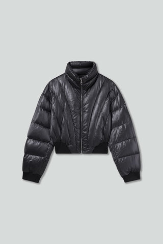 Flannel Neck Puffy Jacket