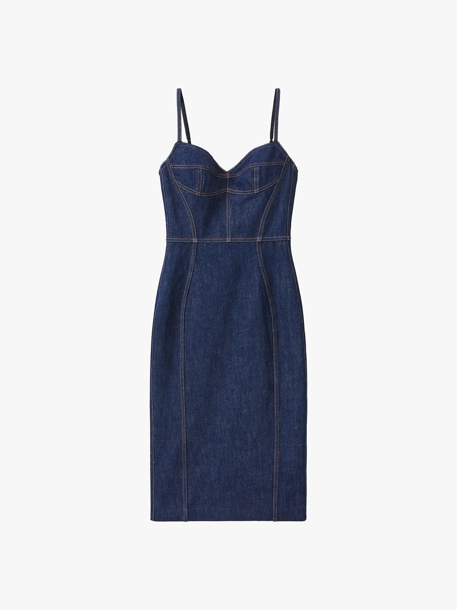 Vintage Slit Denim Slip Dress