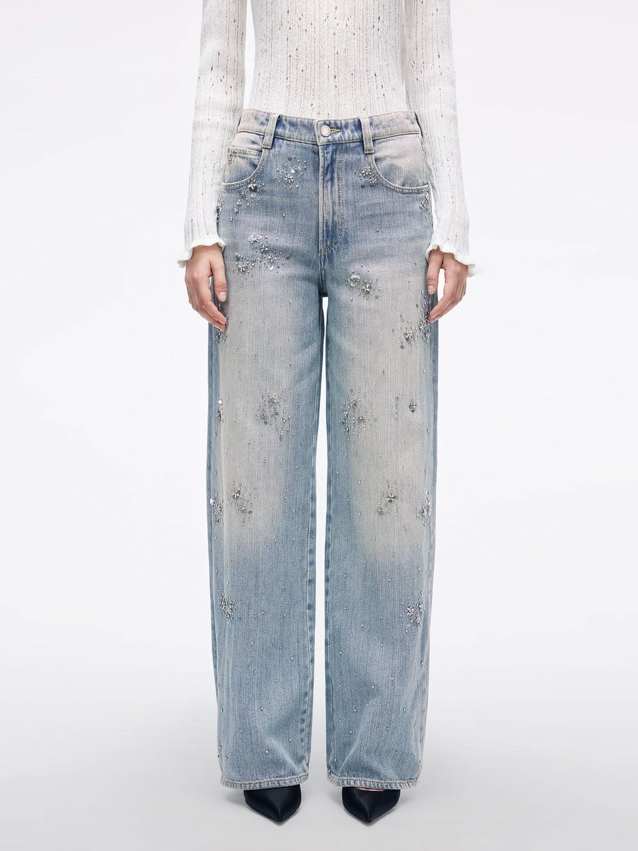 Beaded Straight-Leg Jeans