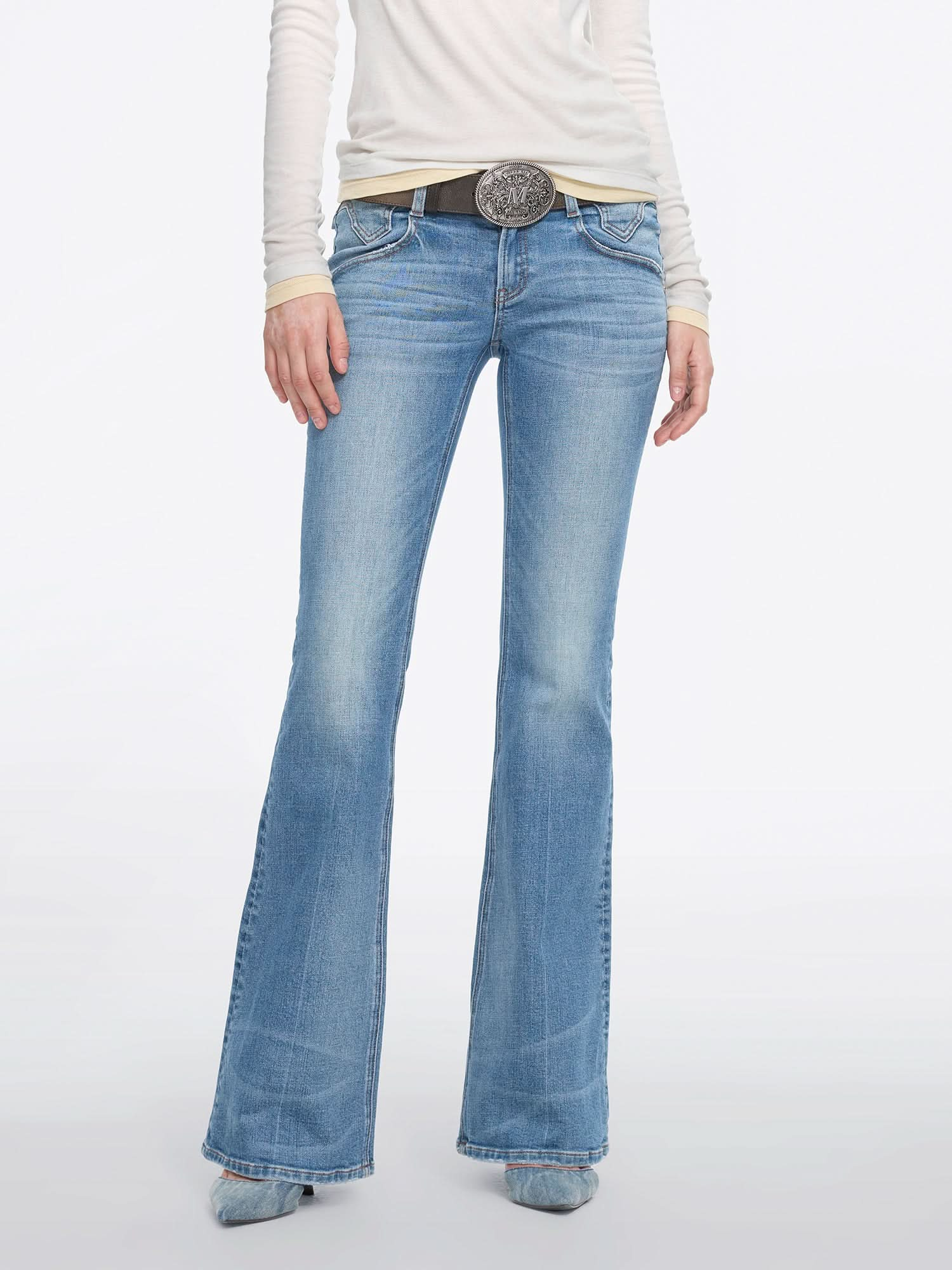 Low-Rise Flared Jeans