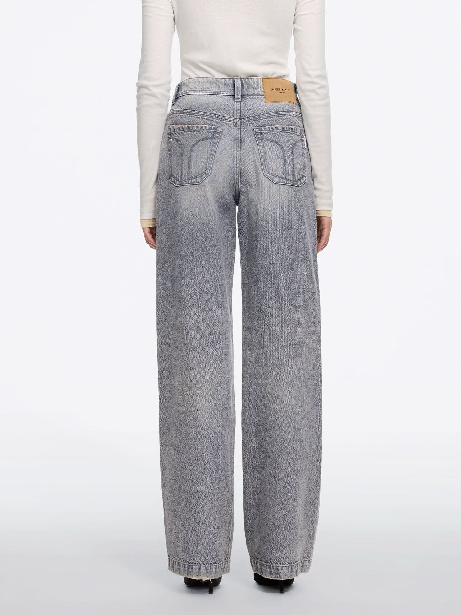 Light Gray Straight-Leg Jeans