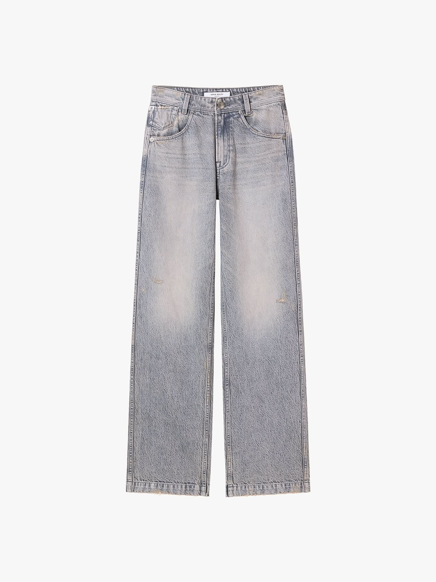 Light Gray Straight-Leg Jeans