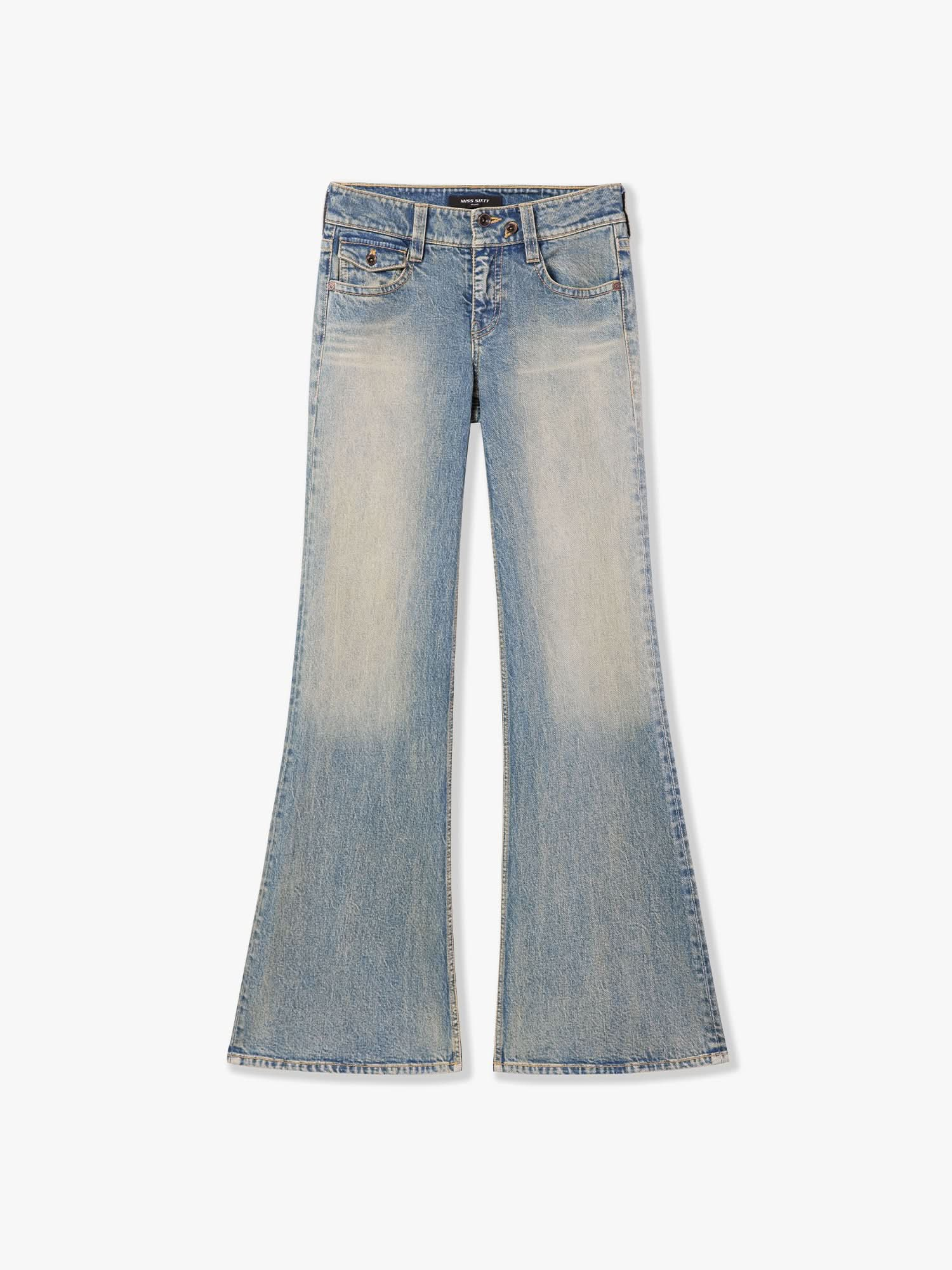 Vintage washed flared jeans