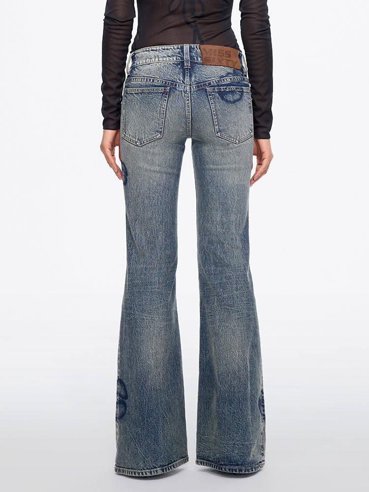 Rhinestone Flared Jeans