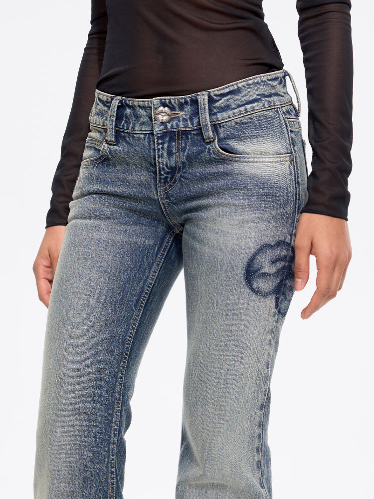 Rhinestone Flared Jeans