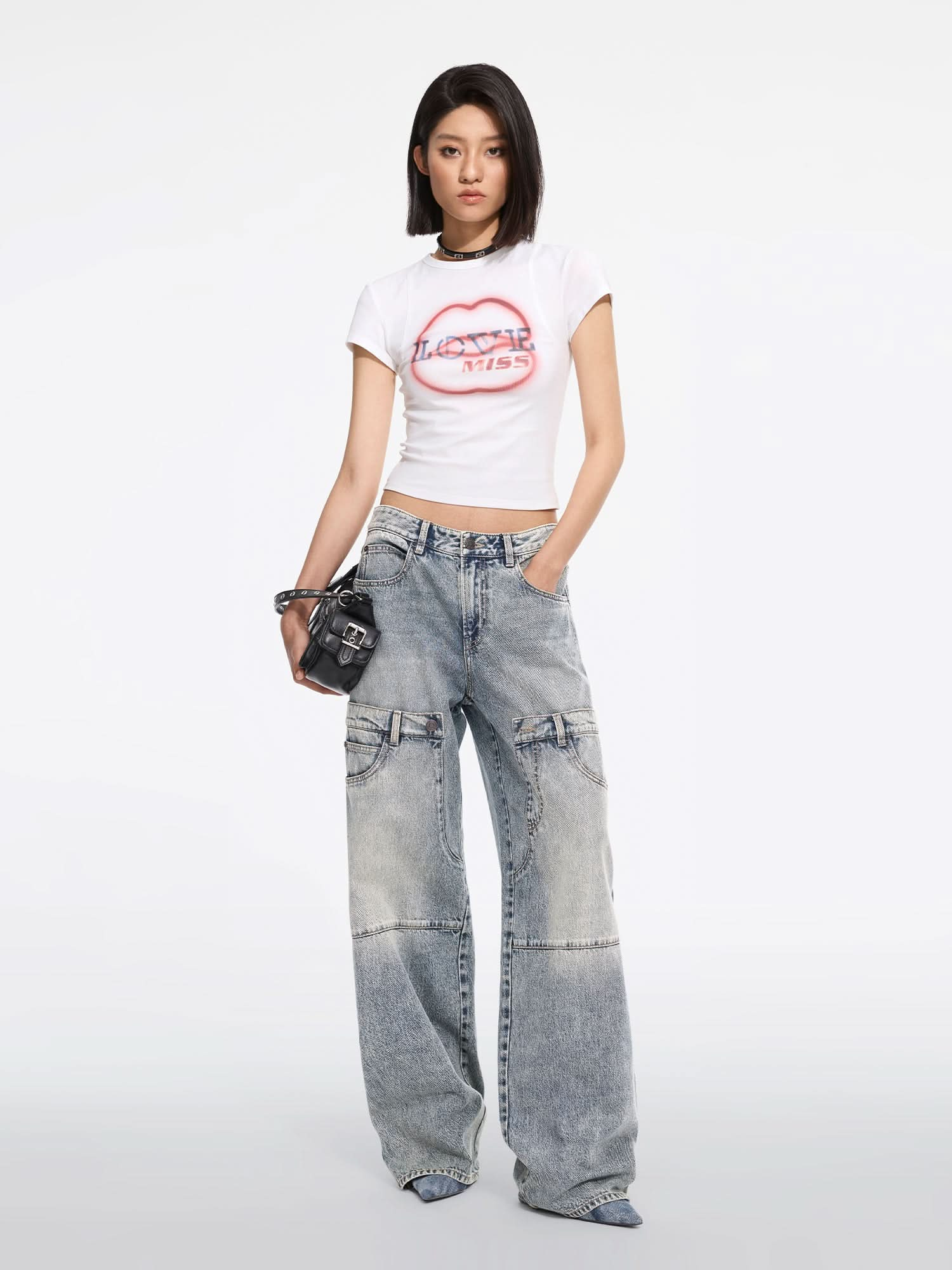 Patchwork Straight-Leg Jeans