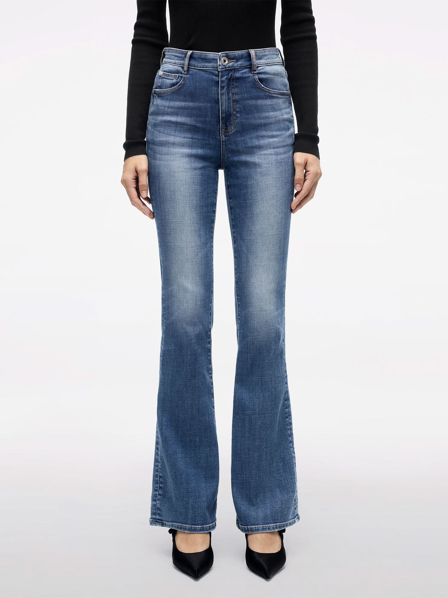 MID-WAIST FLARED JEANS