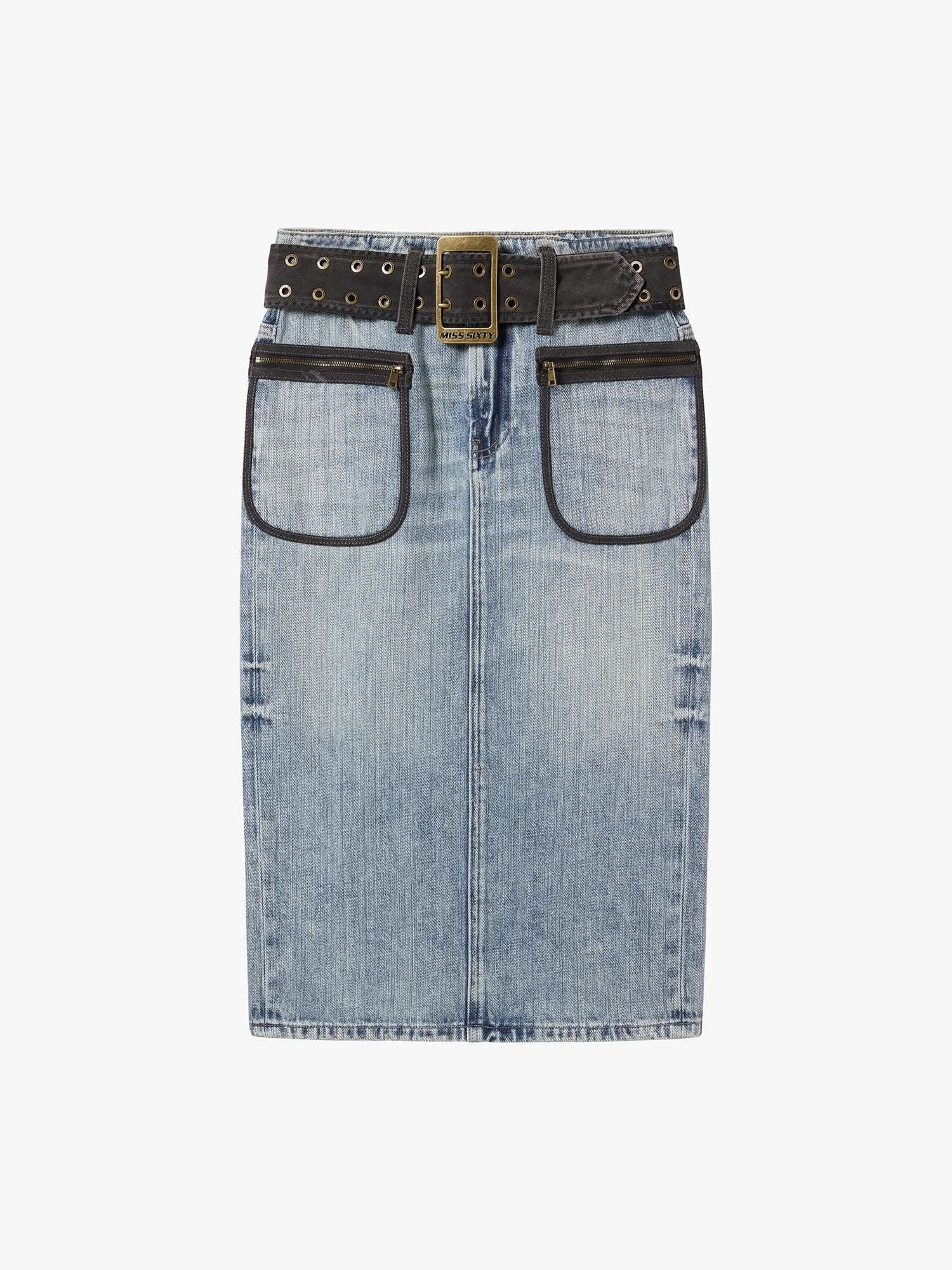 Slit Denim Skirt