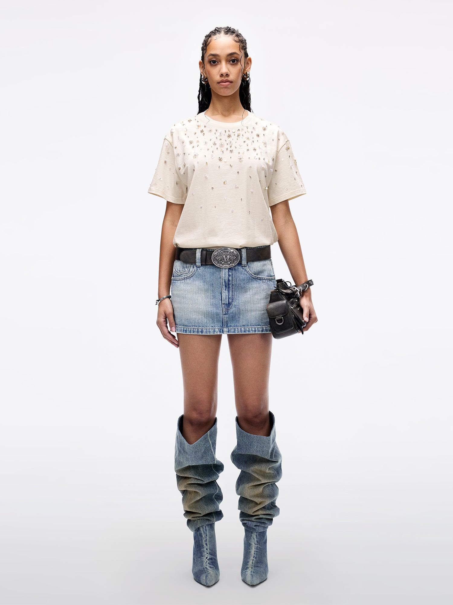 Embellished Pearl-Studded T-Shirt