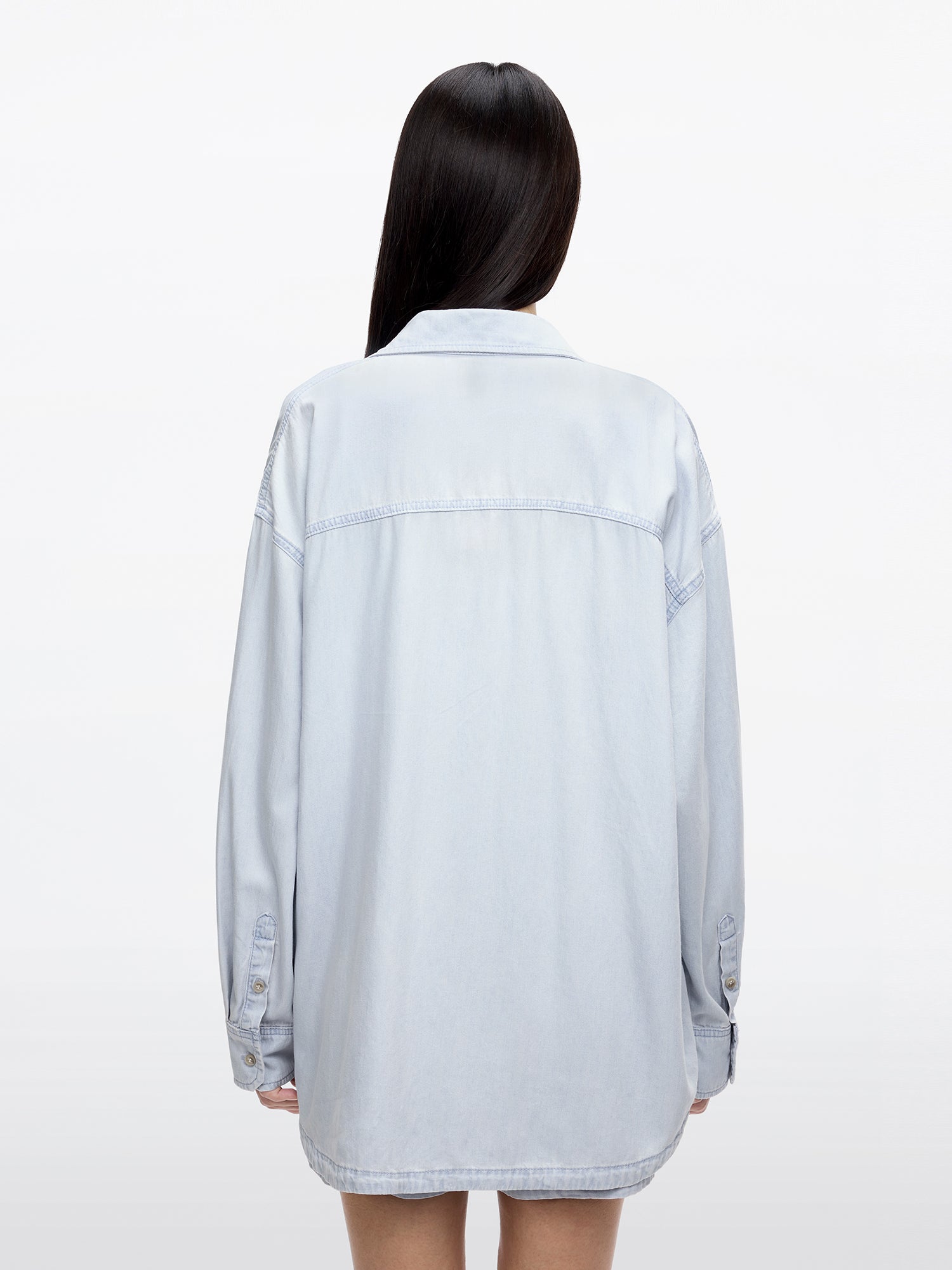 Single-Breasted Embroidered Denim Shirt