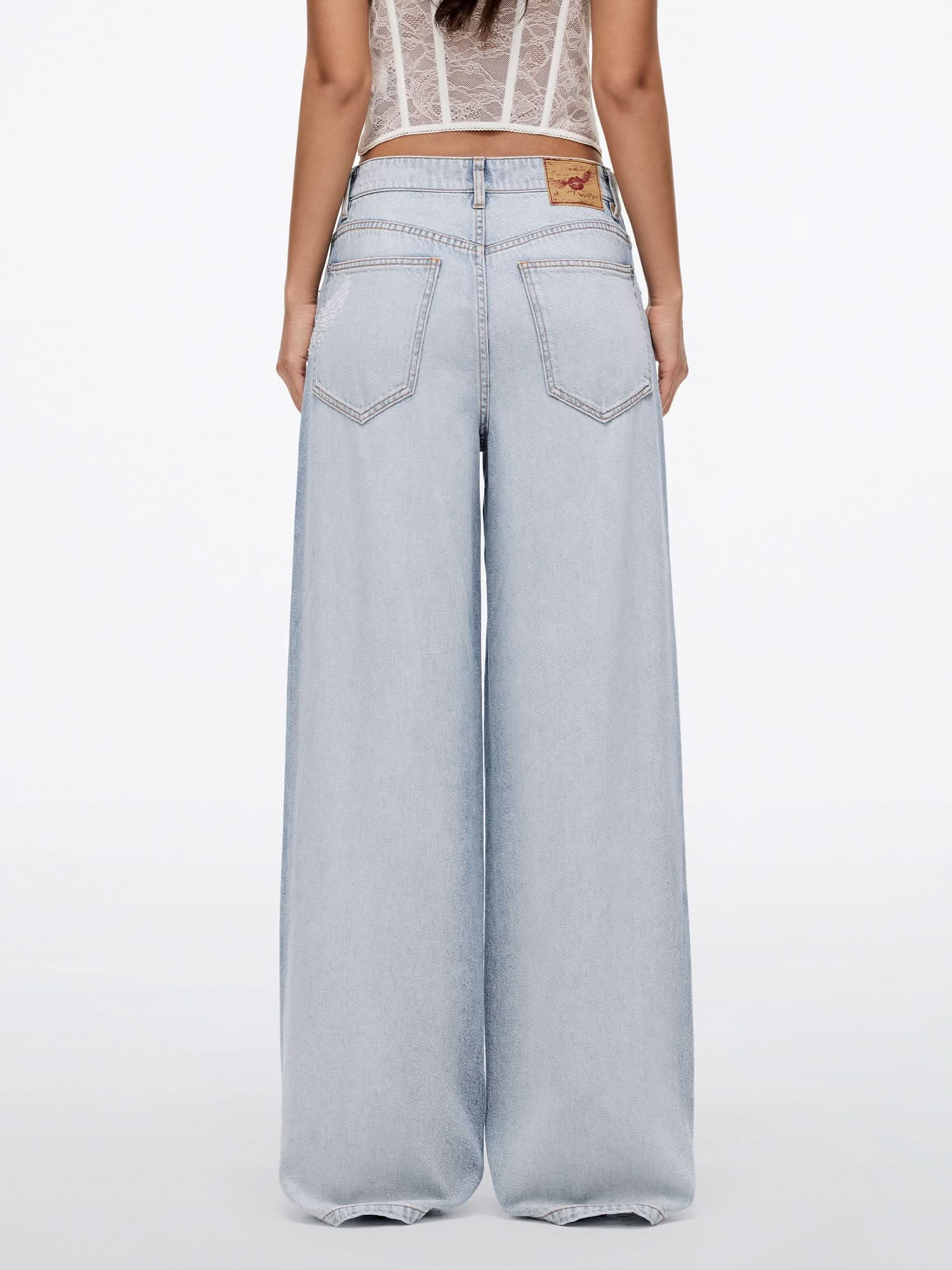 Beaded Wide-Leg Jeans