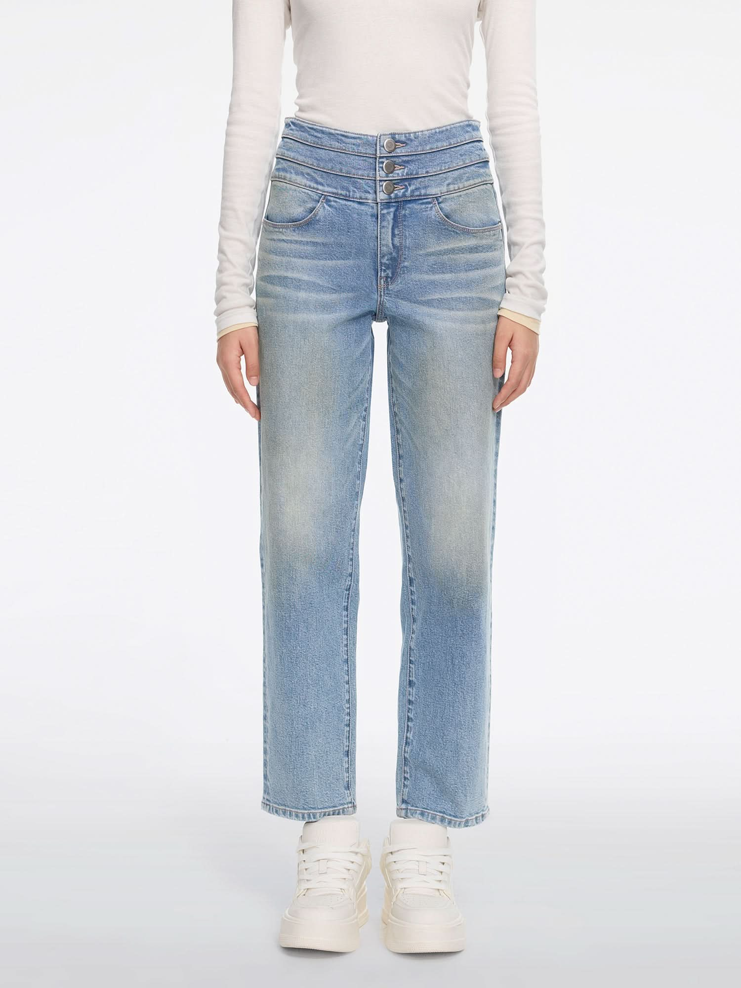 High Waisted Straight-Leg Jeans