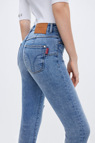 Stretch Slim Fit Vintage Blue Ripped Jeans