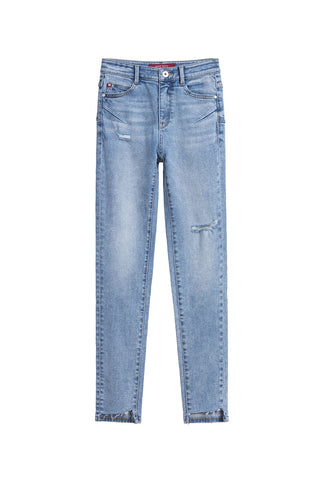 Stretch Slim Fit Vintage Blue Ripped Jeans