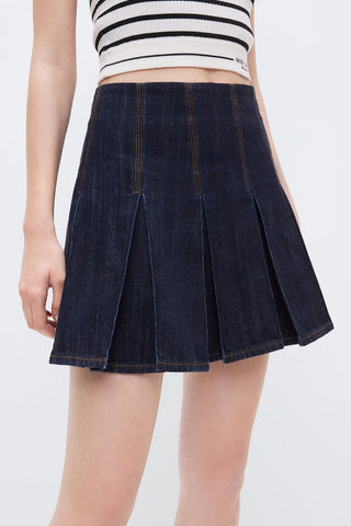 Denim Pleated Skirt