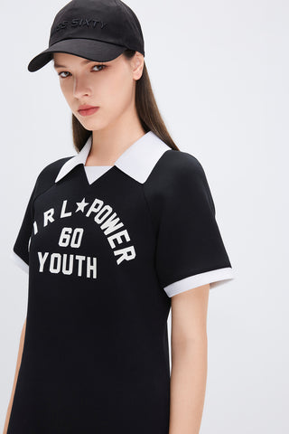 Contrasting Colour English Letter Dress
