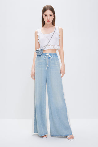 Baggy Draped Wide-Leg Jeans With Tencel