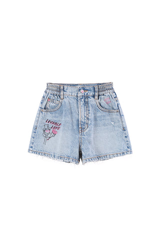 Miss Sixty x ANDRÉ SARAIVA Capsule Collection Cute Graphic Denim Shorts For Kids