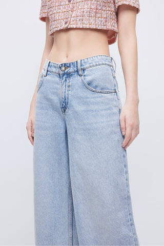 Light Blue Loose Fit Hemp Cotton Denim Jeans