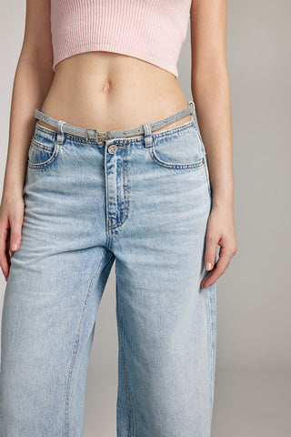 Baggy Belted Straight Fit Jeans