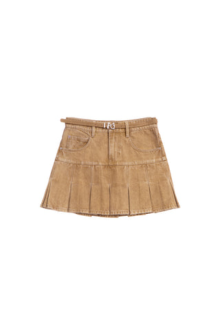 Khaki Cargo Style Denim Skirt