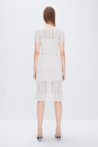 Elegant Two-piece Set Hollow-out Silk Linen Dress