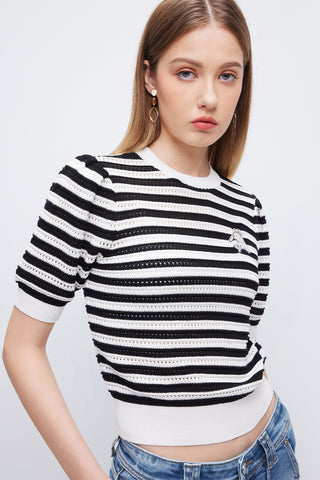 Knitted Top With Rabbit Embroidery