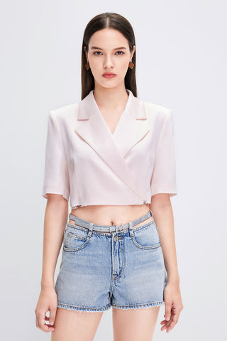 Triacetate Lace-Up Cropped Suit
