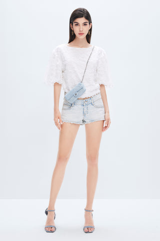 White Round-Neck Lace Crochet Blouse