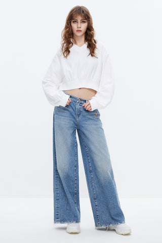 NFT Capsule Wide Leg Jeans With Cartoon Graphic