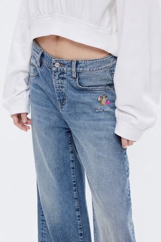 NFT Capsule Wide Leg Jeans With Cartoon Graphic